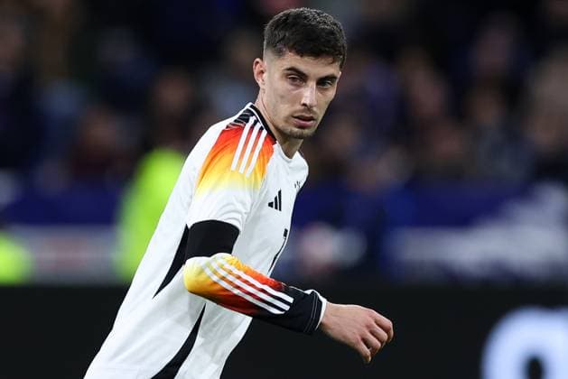 Fußball Länderspiel Frankreich - Deutschland am 23.03.2024 im Groupama Stadium in Lyon Kai Havertz ( Deutschland ) DFB regulations prohibit any use of photographs as image sequences and or quasi-video.
