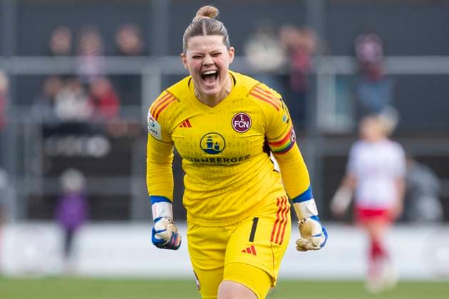 GOOGLE PIXEL Frauen-Bundesliga: 1. FC Köln - 1. FC Nürnberg, 23.03.2024 Lea Paulick (1. FC Nürnberg, 1) jubelt nach dem Tor zum 0:1. GOOGLE PIXEL Frauen-Bundesliga, 1. FC Köln - 1. FC Nürnberg, 17. Spieltag, am 23.03.2024, Franz-Kremer-Stadion, Köln DFL regulations prohibit any use of photographs as image sequences and or quasi-video Copyright: xBEAUTIFULxSPORTS Meuselx