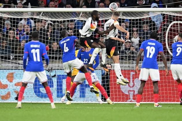 Dayot Upamecano (france) vs Antonio Rudiger et Niclas Fullkrug(allemagne) FOOTBALL: France vs Allemagne - Amical - 23 03 2024 FredericChambert Panoramic 