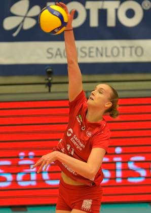 23.03.2024, Dresdens Grace Frohling, Volleyball, Bundesliga, play off Viertelfinale, Dresdner SC - VC Wiesbaden 2:3, Dresden Sachsen