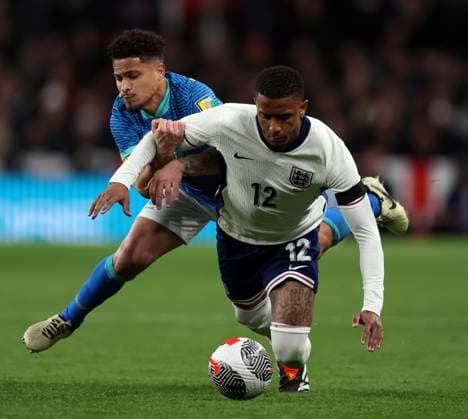 Ezri Konsta of England with Joao Gomes of Brazil England v Brazil - International Friendly, Länderspiel, Nationalmannschaft Football, Wembley Stadium. UK. 23 MAR 2024 Editorial use only  Copyright: xJASONPIX Shutterstockx 14399594ec