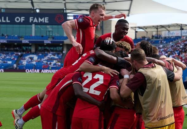 RECORD DATE NOT STATED CONCACAF NATIONS LEAGUE 2023-2024 Canada 2-0 Trinidad and Tobago - Play In Jacob Shaffelburg celebrates his goal 2-0 of Canada during the Play In match between Canada and Trinidad and Tobago as part of the 2024 Concacaf Nations League, for the pass to the Copa America in the United States 2024, at Toyota Stadium, Frisco, Texas, on March 23, 2024. FRISCO TEXAS UNITED STATES  Copyright: xDavidxLeahx 20240323163028_CNL_24_PLAY_IN_CAN_TRI_SHAFFELBURG193