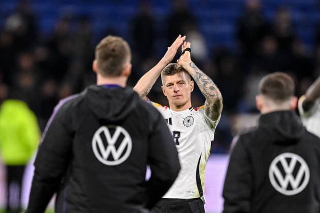 23.03.2024, Lyon, France, Groupama Stadium, Frankreich vs Deutschland - International Friendly, Länderspiel, Nationalmannschaft Toni Kroos (Germany) gestikuliert, gestik (Foto H. Langer) Lyon Groupama Stadium France