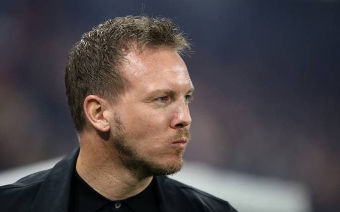Lyon , Fußball Länderspiel Frankreich vs. Deutschland , Bundestrainer Julian Nagelsmann (Deutschland) Gemäß den Vorgaben des DFB Deutscher Fußball Bund ist es untersagt, in dem Stadion und oder vom Spiel angefertigte Fotoaufnahmen in Form von Sequenzbildern und oder videoähnlichen Fotostrecken zu verwerten bzw. verwerten zu lassen.