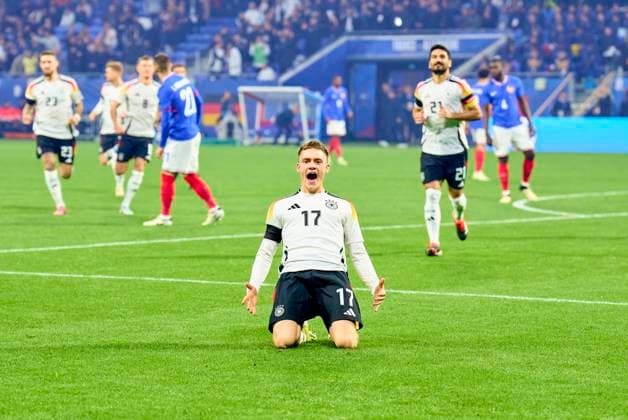 Florian Wirtz, Nr. 17 DFB scores, shoots goal , Tor, Treffer, Torschuss, 0-1 after 7 seconds and celebrate in the friendly match FRANCE - GERMANY 0-2 FRANKREICH - DEUTSCHLAND 0-2 in preparation for European Championships 2024 on Mar 23, 2024 in Lyon, France.