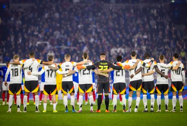 Lyon, France. 23rd Mar 2024. Team Deutschland Maximilian Mittelstädt (Deutschland) Jonathan Tah (Deutschland) Florian Wirtz (Deutschland) Toni Kroos (Deutschland) Robert Andrich (Deutschland) Torwart Marc-Andre ter Stegen (Deutschland) Ilkay Gündogan (Deutschland) Kai Havertz (Deutschland) Antonio Rüdiger (Deutschland) Joshua Kimmich (Deutschland) Jamal Musiala (Deutschland) Frankreich - Deutschland France - Germany 23.03.2024