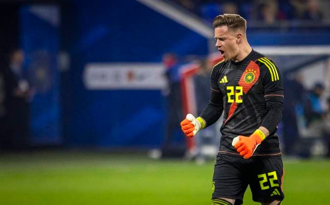 Lyon, France. 23rd Mar 2024. Torjubel: Torwart Marc-Andre ter Stegen (Deutschland) Frankreich - Deutschland France - Germany 23.03.2024
