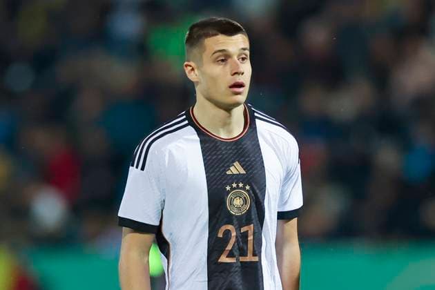 Nicolo Tresoldi (Germany) schaut enttaeuscht, UEFA European Under-21 Championship Qualifying - Group D, Germany vs Kosovo, Stadion an der Gellertstrasse, 22.03.2024, Chemnitz, Deutschland.
