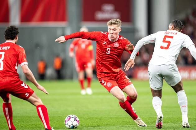 Denmark v Switzerland, football friendly, Copenhagen, Denmark Copenhagen, Denmark. 23rd, March 2024. Rasmus Hojlund (9) of Denmark seen during the football friendly match between Denmark and Switzerland at Parken in Copenhagen. Copenhagen Denmark  Copyright: xGonzalesxPhoto FrederikkexJensenx