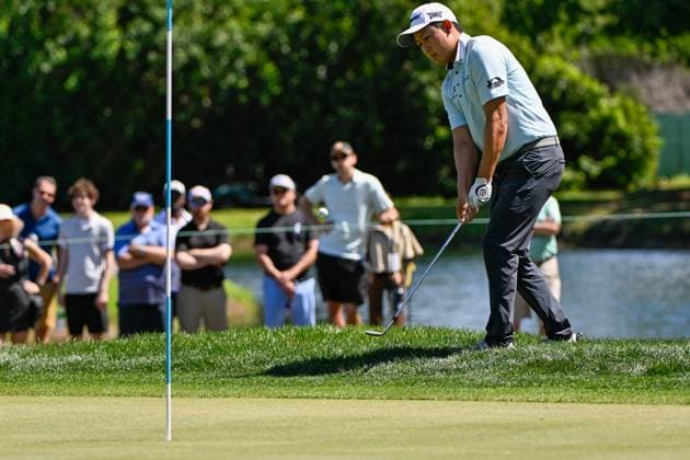 PALM HARBOR, FL - MARCH 23: Dylan Wu (USA) chips up tight on 3 during Rd3 of the Valspar Championship at Innisbrook Resort - Copperhead, on March 23, 2024, in Palm Harbor, Florida. (Photo by Ken Murray Icon Sportswire) GOLF: MAR 23 PGA, Golf Herren Valspar Championship EDITORIAL USE ONLY Icon2403230113