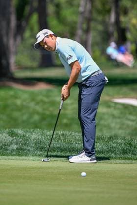 PALM HARBOR, FL - MARCH 23: Dylan Wu (USA) lips out his birdie attempt on 7 during Rd3 of the Valspar Championship at Innisbrook Resort - Copperhead, on March 23, 2024, in Palm Harbor, Florida. (Photo by Ken Murray Icon Sportswire) GOLF: MAR 23 PGA, Golf Herren Valspar Championship EDITORIAL USE ONLY Icon2403230193