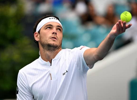 MIAMI GARDENS FL - MARCH 23: Taylor Fritz Vs Thiago Seyboth Wild during The Miami Open at Hard Rock Stadium on March 23, 2024 in Miami Gardens, Florida. : Copyright: xmpi04x
