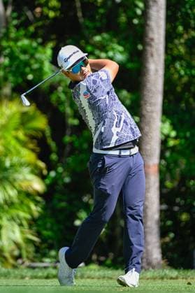 PALM HARBOR, FL - MARCH 23: Ryo Hisatsune (JPN) watches his tee shot on 3 during Rd3 of the Valspar Championship at Innisbrook Resort - Copperhead, on March 23, 2024, in Palm Harbor, Florida. (Photo by Ken Murray Icon Sportswire) GOLF: MAR 23 PGA, Golf Herren Valspar Championship EDITORIAL USE ONLY Icon2403230363