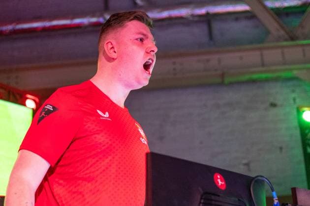 Virtual Bundesliga Club Championship by WOW: Finale; 24.03.2024 Mark Landwehr (Marc_ldw23, Bayer 04 Leverkusen) im Jubel Virtual Bundesliga Club Championship by WOW: Finale; 24.03.2024
