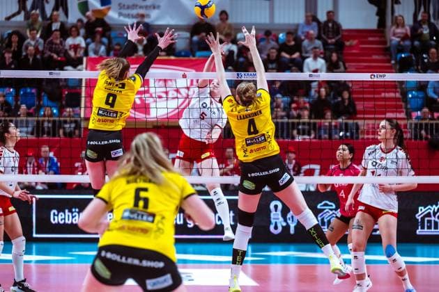 VBL Volleyball-Bundesliga; SC Potsdam - VfB Suhl LOTTO Thüringen; PlayOffs, 24.03.2024 VBL Volleyball-Bundesliga; SC Potsdam - VfB Suhl LOTTO Thüringen; 24.03.2024 Copyright: xBEAUTIFULxSPORTS NicolxMarschallx