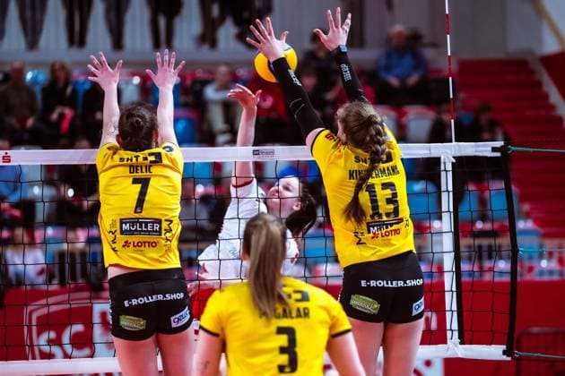 VBL Volleyball-Bundesliga; SC Potsdam - VfB Suhl LOTTO Thüringen; PlayOffs, 24.03.2024 VBL Volleyball-Bundesliga; SC Potsdam - VfB Suhl LOTTO Thüringen; 24.03.2024 Copyright: xBEAUTIFULxSPORTS NicolxMarschallx