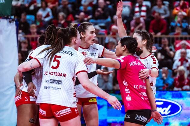 VBL Volleyball-Bundesliga; SC Potsdam - VfB Suhl LOTTO Thüringen; PlayOffs, 24.03.2024 VBL Volleyball-Bundesliga; SC Potsdam - VfB Suhl LOTTO Thüringen; 24.03.2024 Copyright: xBEAUTIFULxSPORTS NicolxMarschallx