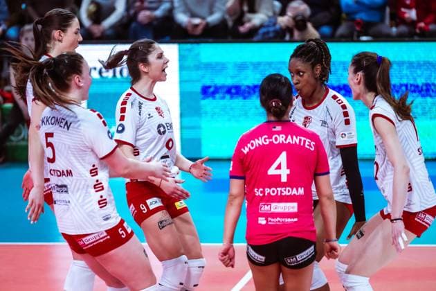 VBL Volleyball-Bundesliga; SC Potsdam - VfB Suhl LOTTO Thüringen; PlayOffs, 24.03.2024 VBL Volleyball-Bundesliga; SC Potsdam - VfB Suhl LOTTO Thüringen; 24.03.2024 Copyright: xBEAUTIFULxSPORTS NicolxMarschallx