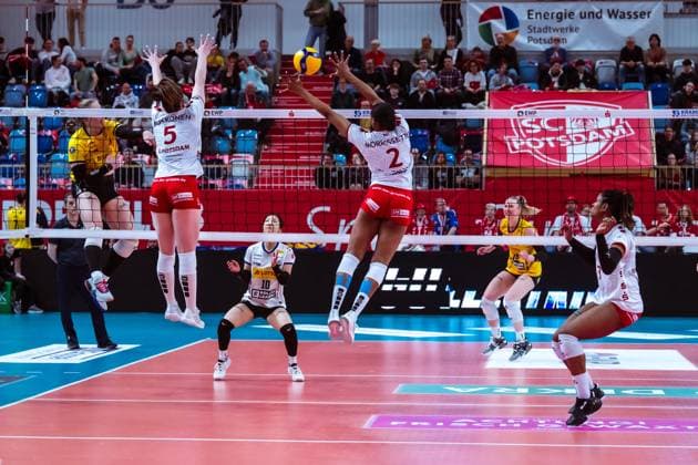VBL Volleyball-Bundesliga; SC Potsdam - VfB Suhl LOTTO Thüringen; PlayOffs, 24.03.2024 VBL Volleyball-Bundesliga; SC Potsdam - VfB Suhl LOTTO Thüringen; 24.03.2024 Copyright: xBEAUTIFULxSPORTS NicolxMarschallx