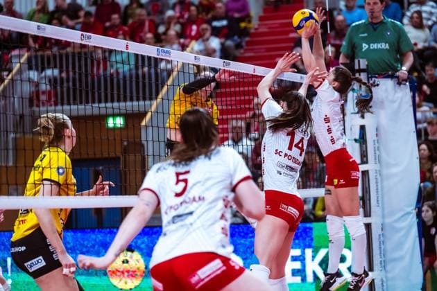 VBL Volleyball-Bundesliga; SC Potsdam - VfB Suhl LOTTO Thüringen; PlayOffs, 24.03.2024 VBL Volleyball-Bundesliga; SC Potsdam - VfB Suhl LOTTO Thüringen; 24.03.2024 Copyright: xBEAUTIFULxSPORTS NicolxMarschallx
