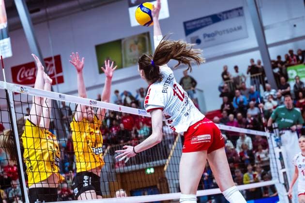 VBL Volleyball-Bundesliga; SC Potsdam - VfB Suhl LOTTO Thüringen; PlayOffs, 24.03.2024 VBL Volleyball-Bundesliga; SC Potsdam - VfB Suhl LOTTO Thüringen; 24.03.2024 Copyright: xBEAUTIFULxSPORTS NicolxMarschallx