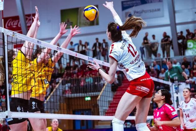 VBL Volleyball-Bundesliga; SC Potsdam - VfB Suhl LOTTO Thüringen; PlayOffs, 24.03.2024 VBL Volleyball-Bundesliga; SC Potsdam - VfB Suhl LOTTO Thüringen; 24.03.2024 Copyright: xBEAUTIFULxSPORTS NicolxMarschallx