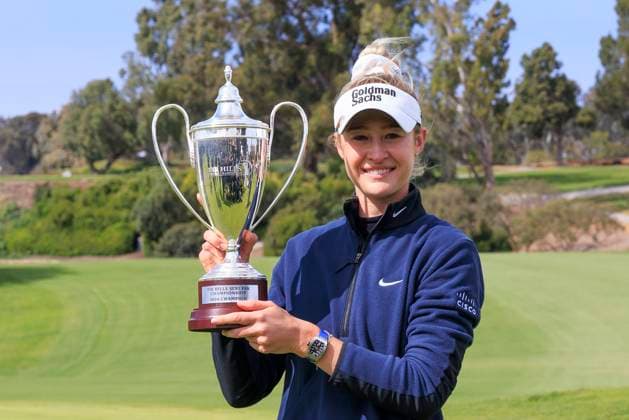 Sport Themen der Woche KW12 Sport Bilder des Tages March 24, 2024, Palos Verdes, California, USA: Nelly Korda of the United States poses with the trophy after winning the FIR HILLS SERI PAK Championship on Sunday March 24, 2024 at the Palos Verdes Golf Club in Palos Verdes, California. JAVIER ROJAS PI Palos Verdes USA - ZUMAp124 20240324_zaa_p124_009 Copyright: xJavierxRojasx