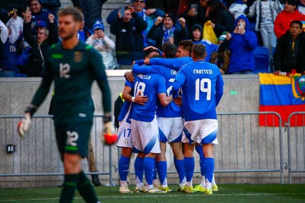 March 24, 2024, Harrison, Nj, United States: NicoloÂ² Barella of Italy during a match against Ecuador in an International Friendly, Länderspiel, Nationalmannschaft match at the Red Bull Arena in the city of Harrison in New Jersey in the United States this Sunday, March 24. Harrison United States - ZUMAv122 20240324_aap_v122_090 Copyright: xWilliamxVolcovx