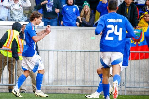 March 24, 2024, Harrison, Nj, United States: NicoloÂ² Barella of Italy during a match against Ecuador in an International Friendly, Länderspiel, Nationalmannschaft match at the Red Bull Arena in the city of Harrison in New Jersey in the United States this Sunday, March 24. Harrison United States - ZUMAv122 20240324_aap_v122_098 Copyright: xWilliamxVolcovx