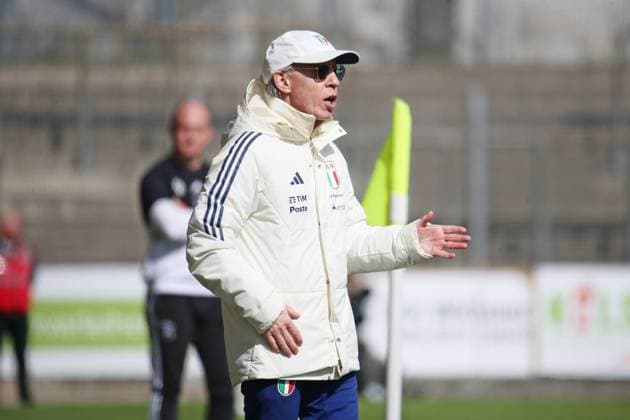25.03.2024, xmohx, Fussball Länderspiel U16, Deutschland U16 - Italien u16 emspor, v.l. Trainer Daniele Zoratto (Italien) (DFL DFB REGULATIONS PROHIBIT ANY USE OF PHOTOGRAPHS as IMAGE SEQUENCES and or QUASI-VIDEO) Pirmasens