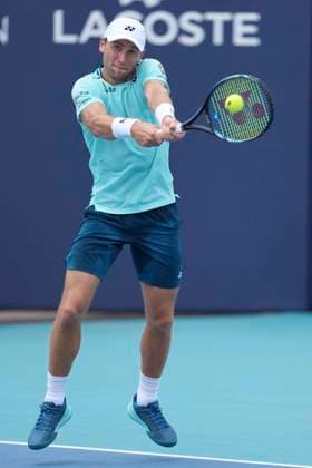 March 26, 2024, Miami, Florida, USA: Casper Ruud (Norway) hits a backhand against Nicolas Jarry (Chile) during the fourth round of menÃ¢â‚¬â ¢s singles at the Miami Open tennis tournament. Jarry won the match 7-6, 6-3. Miami USA - ZUMAd212 20240326_zsp_d212_043 Copyright: xRichardxDolex