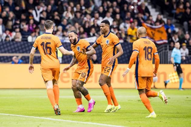 UEFA Freundschaftsspiel: Deutschland - Niederlande; 26.03.2024 Jubel zum 0:1 durch Joey Veerman (Niederlande, 16) UEFA Freundschaftsspiel: Deutschland - Niederlande, Frankfurt, Deutsche Bank Park am 26.03.2024 Copyright: xBEAUTIFULxSPORTS Wunderlx