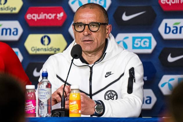 240326 Francesco Calzona, head coach of Slovakia, during a press conference, PK, Pressekonferenz after the International Friendly, Länderspiel, Nationalmannschaft football match between Norway and Slovakia on March 26, 2024 in Oslo. Photo: Marius Simensen BILDBYRAN COP 238 VG0588 bbeng football fotball fotboll international friendly landskamp norge norway privatlandskamp slovakia slovakien soccer träningslandskamp Copyright: MARIUSxSIMENSEN BB240326BB802