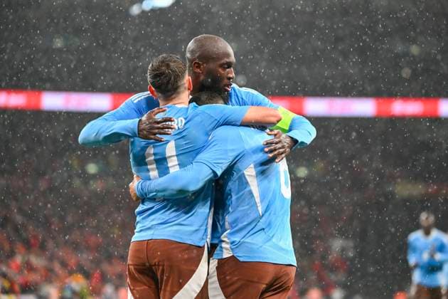 England v Belgium Friendly Match WEMBLEY LONDON, UNITED KINGDOM - MARCH 26 : Lukaku Romelu forward of Belgium, Trossard Leandro forward of Belgium, Tielemans Youri midfielder of Belgium celebrating scoring a goal during the friendly game match between England and Belgium in preparation of the UEFA EURO, EM, Europameisterschaft,Fussball 2024 tournament on March 26, 2024 in Wembley London, United Kingdom, 26 03 2024 Wembley London United Kingdom  Copyright: xVincentxKalutx