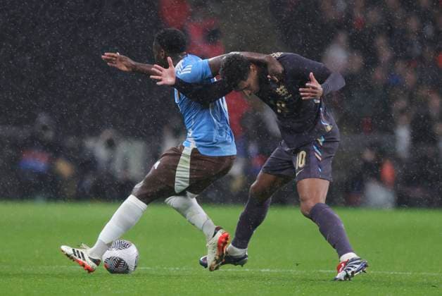 England v Belgium International Friendly, Länderspiel, Nationalmannschaft Orel Mangala of Belgium and Jude Bellingham of England in action during the International Friendly match at Wembley Stadium, London Copyright: xPaulxChestertonx FIL-19882-0029 UK Newspapers OUT