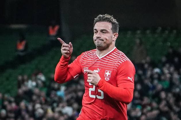 International Friendly, Länderspiel, Nationalmannschaft Länderspiel, Nationalmannschaft Aviva Stadium, Dublin 26 3 2024 Republic of Ireland vs Switzerland: Tor und Torjubel nach dem 1:0 durch Xherdan Shaqiri Dublin Aviva Stadium Ireland Copyright: xJoeranxSteinsiekx