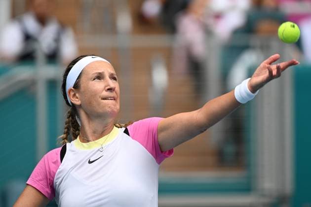 MIAMI GARDENS FL - MARCH 26: Victoria Azarenka Vs Yulia Putintseva during The Miami Open at Hard Rock Stadium on March 26, 2024 in Miami Gardens, Florida. : Copyright: xmpi04x