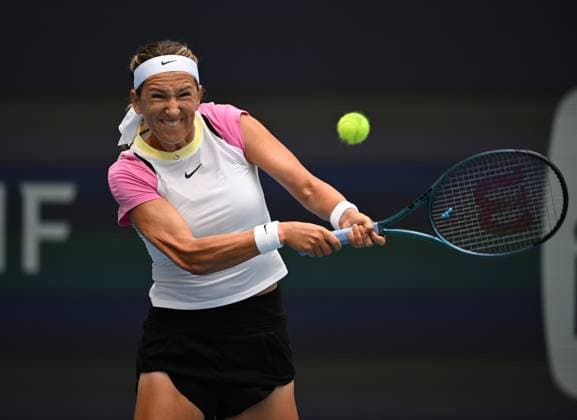 MIAMI GARDENS FL - MARCH 26: Victoria Azarenka Vs Yulia Putintseva during The Miami Open at Hard Rock Stadium on March 26, 2024 in Miami Gardens, Florida. : Copyright: xmpi04x