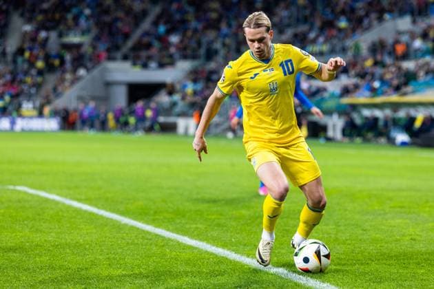 Ukraine v Iceland: UEFA EURO, EM, Europameisterschaft,Fussball 2024 Play-Offs Final Mykhailo Mudryk is playing during the UEFA EURO 2024 Play-Offs final match between Ukraine and Iceland in Wroclaw, on March 26, Poland, 2024 Wroclaw Poland  Copyright: xAndrzejxIwanczukx originalFilename:iwanczuk-ukrainev240326_npLye.jpg