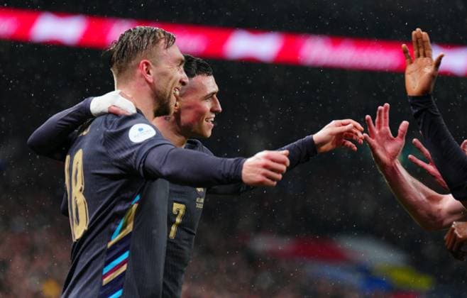 Jarrod Bowen of England celebrates a goal which was then ruled out by VAR England v Belgium, International Friendly, Länderspiel, Nationalmannschaft Football, Wembley Stadium, London, UK - 26 Mar 2024 EDITORIAL USE ONLY No use with unauthorised audio, video, data, fixture lists, club league logos or live services. Online in-match use limited to 120 images, no video emulation. No use in betting, games or single club league player publications.  Copyright: xJavierxGarcia Shutterstockx 14400427kn