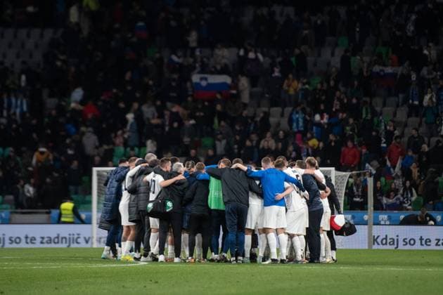 Slovenia v Portugal - International Friendly, Länderspiel, Nationalmannschaft in Ljubljana, Slovenia - 26 Mar 2024 Slovenian players celebrate after international friendly match between Slovenia and Portugal at Stozice Stadium. Final result Slovenia 2:0 Portugal. Ljubljana Slovenia Copyright: xMilosxVujinovicx xSOPAxImagesx 20240326milos068