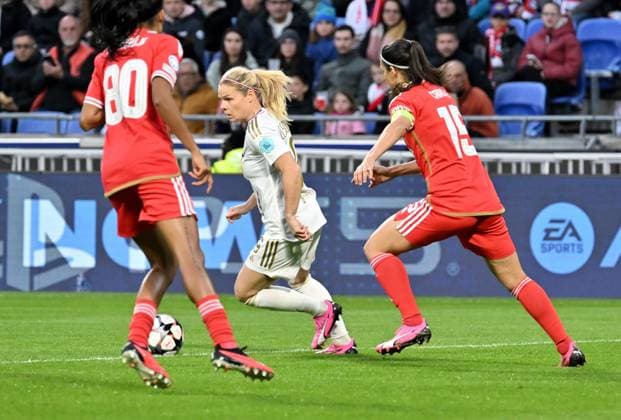 eugenie le sommer (lyon) FOOTBALL: Olympique Lyonnais FÃ minines vs Benfica Lisbonne - 1 4 de finale Ligue des Champions FÃ minine - 27 03 2024 FredericChambert Panoramic 