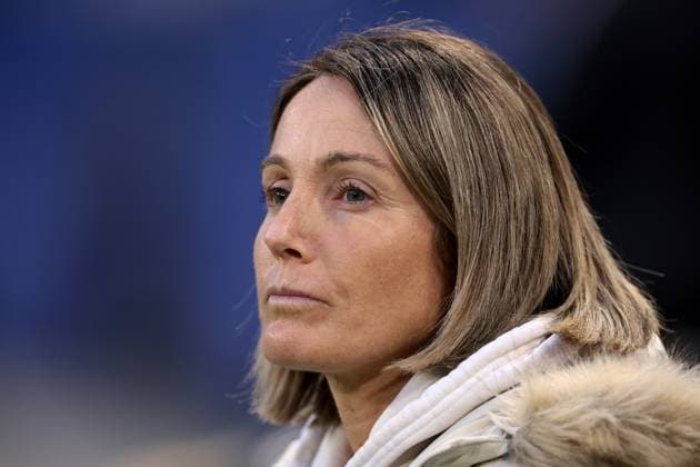 Lyon, France, 27th March 2024. Sonia Bompastor Head coach of Lyon looks on prior to kick off in the UEFA Womens Champions League match at OL Stadium, Lyon. Picture credit should read: Jonathan Moscrop Sportimage EDITORIAL USE ONLY. No use with unauthorised audio, video, data, fixture lists, club league logos or live services. Online in-match use limited to 120 images, no video emulation. No use in betting, games or single club league player publications. SPI-3032-0008