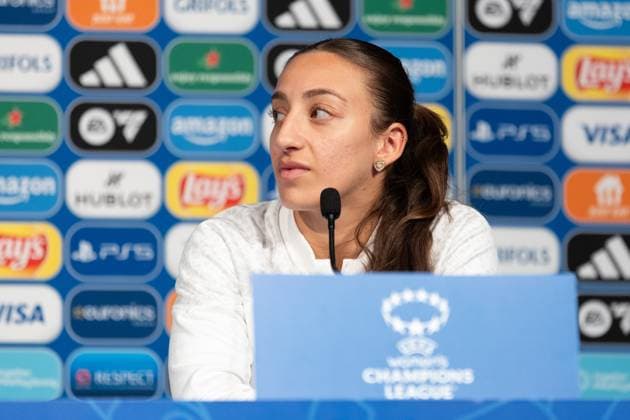 240327 Rosa Kafaji of Häcken during a press conference, PK, Pressekonferenz ahead of a training session with Häcken on March 27, 2024 in Paris. Photo: Michael Erichsen BILDBYRAN COP 89 MI0633 bbeng champions league dam football fotball fotboll häcken practice soccer training träning Copyright: MICHAELxERICHSEN BB240327MI038