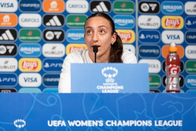 240327 Rosa Kafaji of Häcken during a press conference, PK, Pressekonferenz ahead of a training session with Häcken on March 27, 2024 in Paris. Photo: Michael Erichsen BILDBYRAN COP 89 MI0633 bbeng champions league dam football fotball fotboll häcken practice soccer training träning Copyright: MICHAELxERICHSEN BB240327MI043