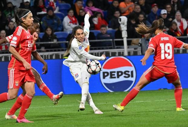 Sport Bilder des Tages Amel Majri (lyon) FOOTBALL: Olympique Lyonnais FÃ minines vs Benfica Lisbonne - 1 4 de finale Ligue des Champions FÃ minine - 27 03 2024 FredericChambert Panoramic 