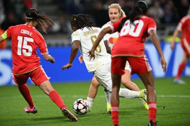 Melchie Dumornay (lyon) FOOTBALL: Olympique Lyonnais FÂŽminines vs Benfica Lisbonne - 1 4 de finale Ligue des Champions FÂŽminine - 27 03 2024 FredericChambert Panoramic 