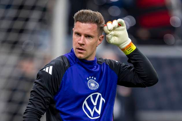 Fußball: Nationalmannschaft, Saison 2023 2024, Länderspiel Deutschland - Niederlande am 26.03.24 in der Deutsche Bank Park in Frankfurt (Hessen). Marc-AndrÃ ter Stegen fasst sich an den Kopf. DFB REGULATIONS PROHIBIT ANY USE OF PHOTOGRAPHS AS IMAGE SEQUENCES AND OR QUASI-VIDEO *** Soccer national team, season 2023 2024, international match Germany Netherlands on 26 03 24 at the Deutsche Bank Park in Frankfurt Hesse Marc AndrÃ ter Stegen grabs his head DFB REGULATIONS PROHIBIT ANY USE OF PHOTOGRAPHS AS IMAGE SEQUENCES AND OR QUASI VIDEO Copyright: xKirchner DavidxInderliedx