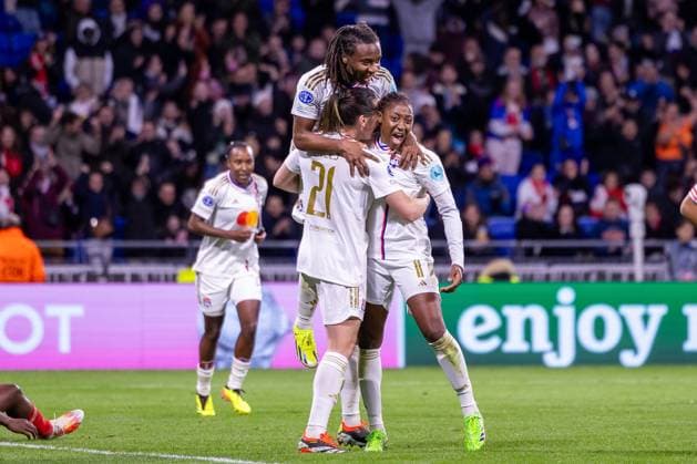 Lyon, France Kadidiatou Diani (11 Olympique Lyonnais) celebrate after scoring during the UEFA Womens Champions League game between Olympique Lyonnais and SL Benfica at Groupama Stadium in Lyon, France. (Pauline Figuet SPP) Copyright: xPaulinexFiguetx xSPPx spp-en-PaFiSp-PF_OLvSLB594