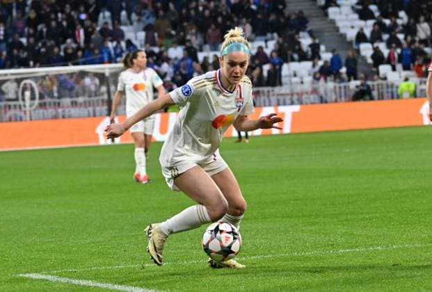 Ellie Carpenter (lyon) FOOTBALL: Olympique Lyonnais FÃ minines vs Benfica Lisbonne - 1 4 de finale Ligue des Champions FÃ minine - 27 03 2024 FredericChambert Panoramic 